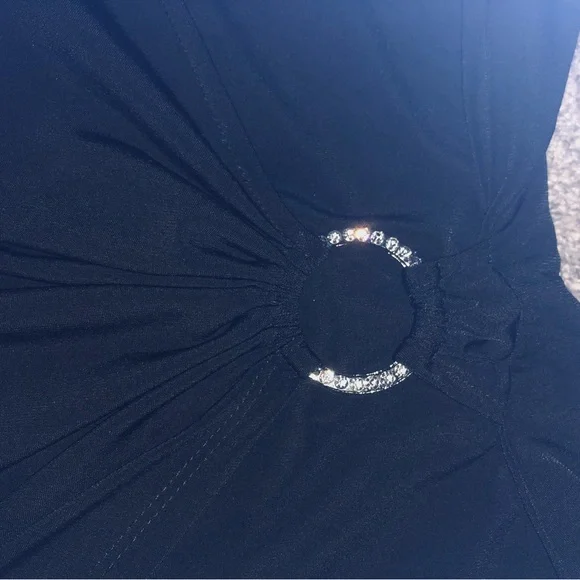 Glamour Party Dress 4P Faux Wrap stretchy gathered side rhinestone’s buckle - Picture 10 of 13